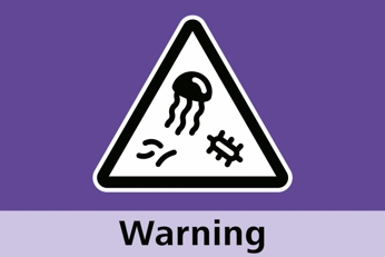 Paarse vlag: gevaarlijke zeedieren of verontreinigd water